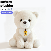 Vente flash - Ours en peluche aux grands yeux doux et mignons, ours blanc crème assis avec pendentif, cadeau de vacances pour enfants