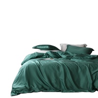 Parure de lit en soie douce, ensemble de literie de luxe couleur unie, housse de couette, drap housse