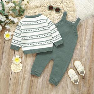 <span class=keywords><strong>Set</strong></span> per Neonati Unisex, Cardigan in Maglia e Salopette con Bottoni, Abbigliamento in Maglia per Bambini - Product Image 2