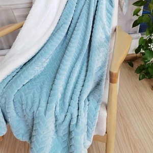 <span class=keywords><strong>Manta</strong></span> de lana gruesa de franela con relieve, 100% poliéster, sólida y suave, con sherpa, venta al por mayor - Product Image 6