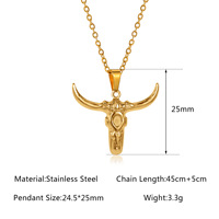 Collier Pendentif Tête de Taureau Style Ethnique Indien pour Homme, Plaqué Argent Antique, Personnalisé, Acier Inoxydable, Turquoise, Vente Transfrontalière