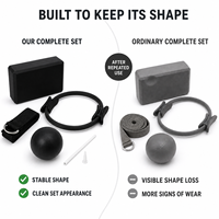 Set de 4 Accesorios de Yoga de Fábrica: Anillo de Pilates, Mini Balón de Ejercicio, Bloque de Yoga de EVA, Cinturón de Estiramiento con Anillo en D, Embalaje con Logotipo Personalizado