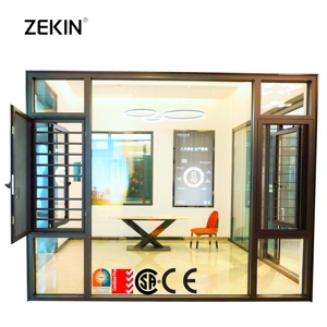 Tùy chỉnh các dự án kỹ thuật chống bão cửa sổ nhôm kính cách âm đôi với Cửa sổ lưới - Product Image 1