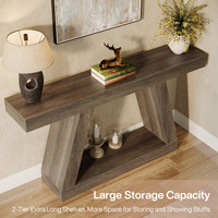 Table de canapé Tribesigns de 55 pouces avec rangement, table console de style fermier pour la maison, meuble d'entrée rectangulaire en bois