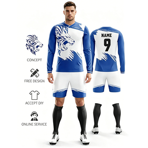 Set Jersey Sepak Bola Sublimasi Custom Lengan Panjang, Bernapas, Seragam Sepak Bola Pria Remaja, Pakaian Olahraga Tim, Grosir, Pakaian Klub - Product Image 3