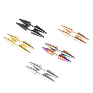 Men Stainless Steel Taper Fake Cheater Illusion Ear Plug Earrings Piercing Jewelry fake ear plugs tunnel gauges wholesales