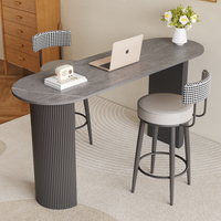 Ensemble de table et de chaises de bar semi-circulaire portable en fer, design moderne minimaliste, multifonctionnel, plateau en ardoise, métal, maison, cuisine