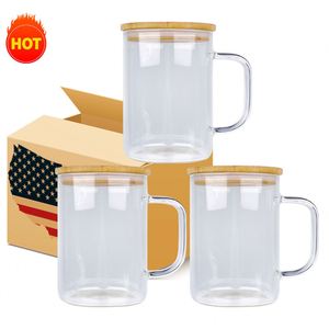 Tasse à café en verre borosilicate transparent givré de 11 oz et 17 oz avec revêtement par sublimation pour impression par transfert thermique - Product Image 1