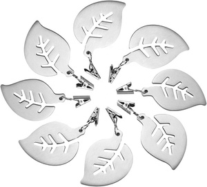 2025 mantel pesos colgante mantel de acero inoxidable Clip hojas en forma de Metal para mesa de cena bandera decorativa - Product Image 2