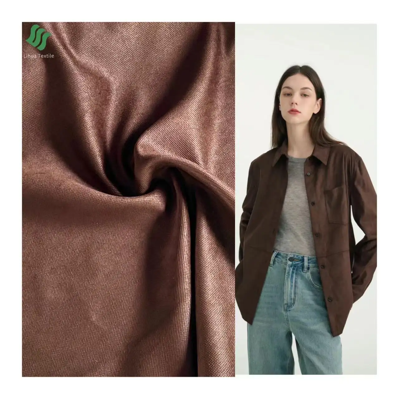 Nuevo diseño personalizado 100% poliéster en relieve jacquard chaqueta de gamuza material de tela