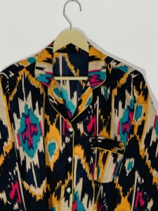 Ensemble de pyjama pour femmes à motifs ethniques moutarde et indigo, imprimé à la main, prix de gros - Product Image 6