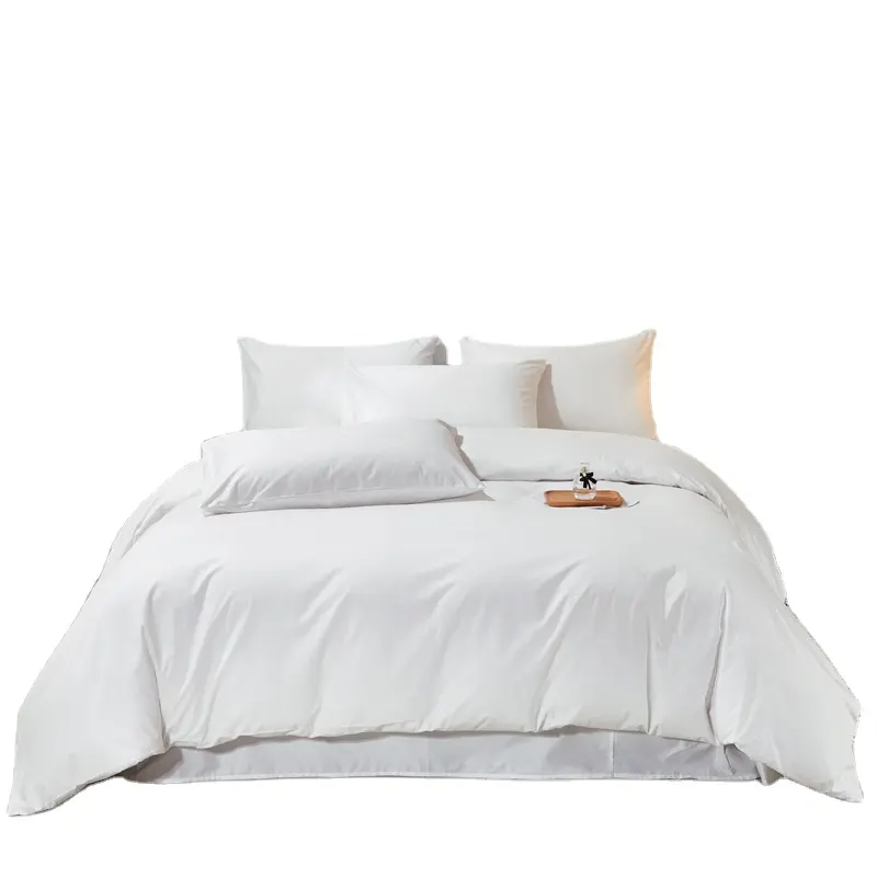 Cheap Price Egyptian Cotton Sheets Bedding Set White Solid Color 5 Star 100% 100 Cotton Hotel Bed Linen
