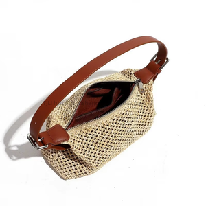 Women's Fashion Retro Single Shoulder Underarm Woven <b>Bag</b> Summer Zipper Closure Crossbody <b>Accessory</b> Casual Vacation Straw Tanjing - Product Image 3