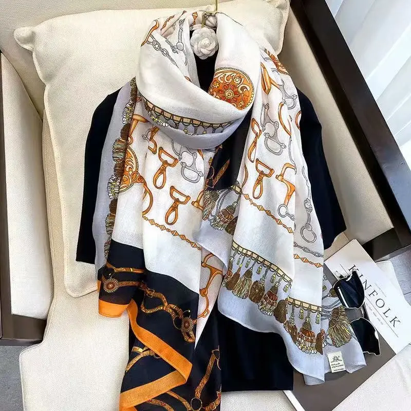 Longue écharpe de luxe, 5 pièces, imprimée, en coton et lin, à rayures, à pois, tendance, pour femmes, Hijab, nouvelle collection printemps 2021