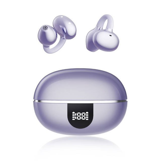 TWS Ear Clip Open-Air Wireless Earphones Digital Display Clip-on Voice Control Long Battery Life Stereo Open-ear Sports Earphone
