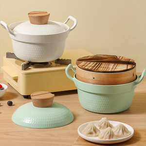Cuisinière à gaz domestique de style coréen Double poignée <span class=keywords><strong>Pot</strong></span> en aluminium émaillé électrique <span class=keywords><strong>Pot</strong></span> spécial soupe Pots instantanés en métal - Product Image 4