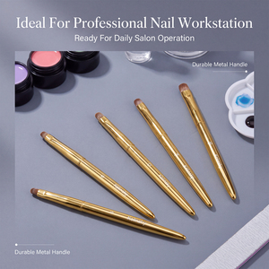 Ensemble de 5 pinceaux à ongles en gel Kolinsky plaqués or pour une manucure française précise et des extensions - Product Image 5