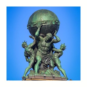 Di alta qualità intagliato a mano lucido rame fuso bronzo statua atlante che tiene il mondo scultura fengshui - Product Image 4