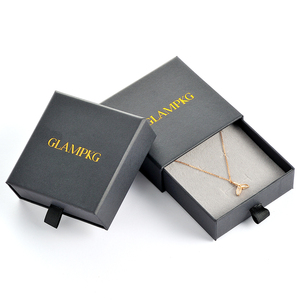 Wholesale Custom Gold LOGO <b>Black</b> Drawer Paper Jewelry <b>Box</b> Packaging <b>Box</b> Sliding Drawer Earrings Pouch <b>Box</b> Packaging - Product Image 4