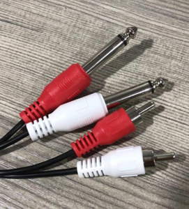 Adaptador de altavoz personalizado dos 6,3 mono macho (rojo y blanco) <span class=keywords><strong>a</strong></span> 2 <span class=keywords><strong>RCA</strong></span> macho (rojo y blanco) con cubierta de PVC - Product Image 2