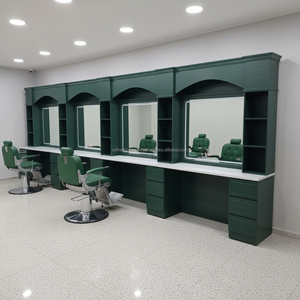 Estación de Barbería de Estilo Clásico en Madera, con Lavabo para 3 Personas, Espejo LED, Espacio de Almacenamiento Múltiple y Duradero, para Barbería y Salón de Belleza - Product Image 6