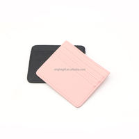 Dompet Kartu Kredit Kulit Asli Hitam dengan Logo Embossed dan Debossed Kustom Berkualitas Tinggi untuk Pria