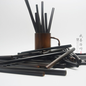 Natural <b>Bamboo</b> <b>Straws</b> Deep Carbonization Reusable Eco Friendly For Drinking Water Juice Coffee Stirring Sticks Solid Color ZX 03 - Product Image 3