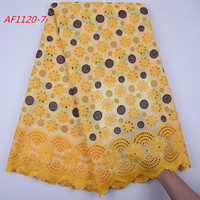 Afrikanische Schweizer Voilespitzequalität Nigerianischen Hochzeit Spitze-gewebe 5 Yards 100% Baumwolle Spitze Mit Steinen Bestickte Mesh-gewebe