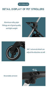 Горячая распродажа: Уличная коляска для собак Mamago S700 из серой ткани Оксфорд, портативная, на 4 колесах, из алюминиевого сплава, разборная, для путешествий, от производителя - Product Image 5