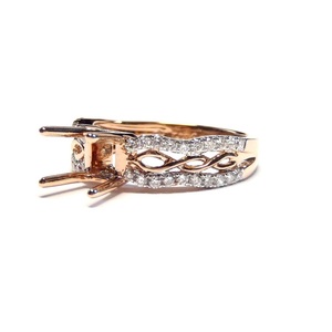 Engage OEM/ODM Design peu coûteux 18k Rose Gold 100% Natural Diamond Fine Jewelry Bagues de fiançailles semi-montantes pour dame - Product Image 2