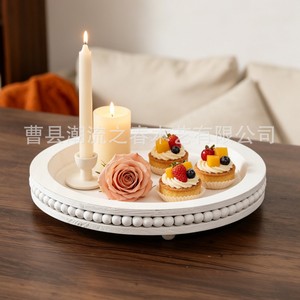 Retro round <b>dinner</b> <b>tray</b>, scented candle <b>tray</b>, wooden bead <b>tray</b>, storage rack, home decor, dessert <b>tray</b> - Product Image 1