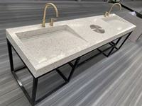Évier de buanderie moderne personnalisé en pierre composite terrazzo blanc rectangulaire avec vasque simple, autoportant pour buanderie
