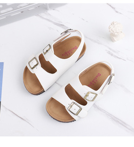 Nouvelle sandale décontractée en PU et bois à semelle souple pour <span class=keywords><strong>garçons</strong></span> et filles, chaussures de plage à fond plat pour l'été et l'automne - Product Image 4