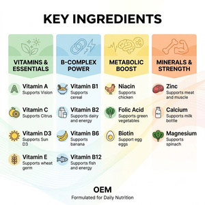 Comprimés multivitaminés OEM ODM pour un soutien quotidien ABCDE B-Complex 60 comprimés Complément alimentaire - Product Image 4
