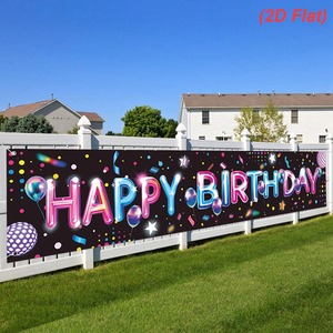Schwarzes Buntes Happy <span class=keywords><strong>Birthday</strong></span> Banner Hintergrund-Schild für Jungen Mädchen Babys Kinder Innen- und Außenbereich Partydekoration - Product Image 2