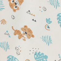 Vente en gros d'usine de tissu textile tricoté double matière, nouveau tissu imprimé en coton de dessin animé animal à la mode pour bébé/