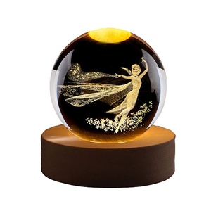 Boule de cristal K9 gravée au laser <span class=keywords><strong>3D</strong></span>, lampe de nuit LED, lampe <span class=keywords><strong>en</strong></span> verre chaud avec base <span class=keywords><strong>en</strong></span> bois pour la chambre des enfants, décoration de la maison, cadeau d'anniversaire - Product Image 5