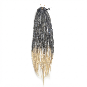 Extensions de cheveux synthétiques tressées au crochet Ombré de qualité supérieure, gris à blond, double extrémité, pour femmes - Product Image 5