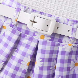 Conjunto de Ropa de Verano para Niñas de 12 Meses a 5 Años, Top sin Mangas con Solapa y Falda Plisada Estampada, 3 Piezas, Ropa Diaria para Niñas - Product Image 5