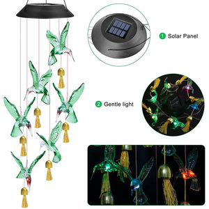 Lampe de jardin solaire LED à carillon éolien colibris, étanche et à changement de couleur, prix usine - Product Image 6