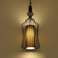Lustre Rétro pour Bar, Café, Restaurant, Style Européen, en Fer Forgé, Tête Unique, Design Vase Courbé, pour Escalier, Style Campagne Américaine, LED, Noir, avec Abat-jour en Tissu