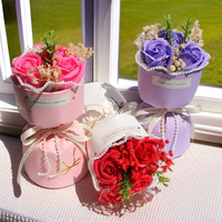 Fleurs de savon modernes promotionnelles Aida pour événements - Cadeaux réalistes en forme de rose en relief - Mini boîte cadeau personnalisable