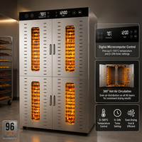 Déshydrateur alimentaire commercial 96 plateaux en acier inoxydable, séchoir électrique automatique pour fruits, légumes et piments