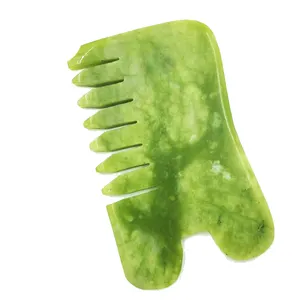 Xiu Yan Jade Green Comb Jade Stone Scraping Massage Tool Hair Brush Gua Sha Board Jade Comb