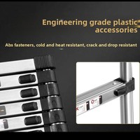 Échelle télescopique en alliage d'aluminium, hauteur extensible 6m, capacité de charge 150kg, double verrouillage, crochets portables extra-épais et extra-longs