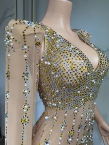 Mono de cola de pez Sexy americano europeo, vestido de pasarela para adultos con glúteos envueltos con diamantes de imitación para fiesta de Nochevieja - Product Image 4