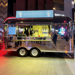 รถเข็นขายของสแตนเลสทรงโค้งพร้อมไฟนีออนหลากสีสำหรับขายเครื่องดื่มและขนมในเวลากลางคืน - Product Image 2