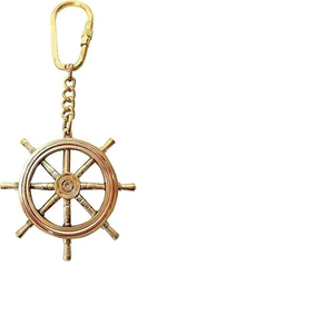 Porte-clés de roue en laiton de conception unique Porte-clés en verre souvenir nautique avec icône de navire pour un usage personnel et une collection - Product Image 5