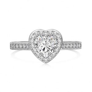 <span class=keywords><strong>Anelli</strong></span> a Forma di Cuore Dylam High Jewelry in Argento S925 con 31 Piccoli Zirconi Cubici 5A da 1.0ct <span class=keywords><strong>D</strong></span> VVS1 Moissanite, Vendita Diretta dalla Fabbrica - Product Image 1