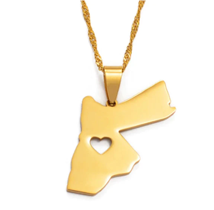 Ispirato <span class=keywords><strong>Jordan</strong></span> mappa cuore collana ciondolo moda classico in acciaio inox gioielli impermeabili gioielli a buon mercato all'ingrosso - Product Image 1